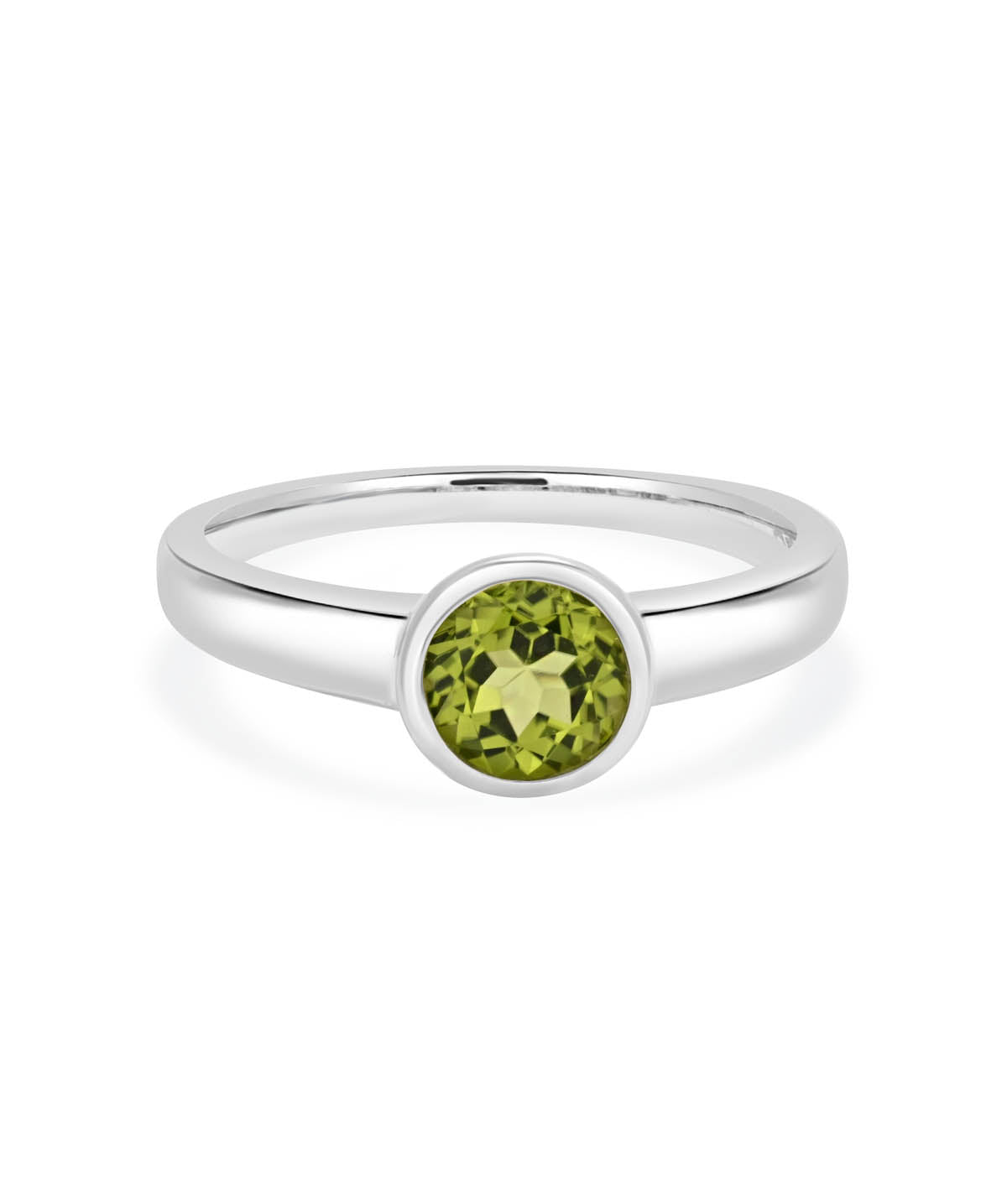 Sterling Silver Bezel Set 6mm Peridot Ring