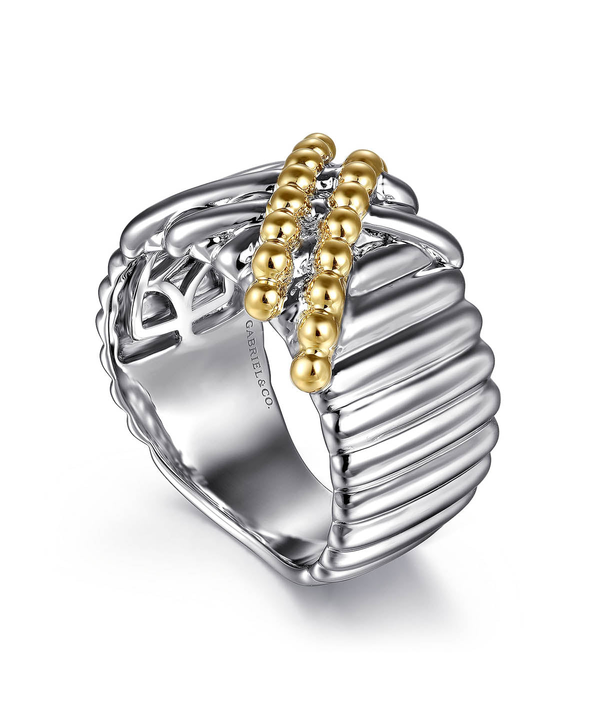 925 Sterling Silver and 14K Yellow Gold Bujukan Shrimp Criss-Cross Ring