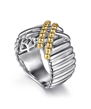 925 Sterling Silver and 14K Yellow Gold Bujukan Shrimp Criss-Cross Ring