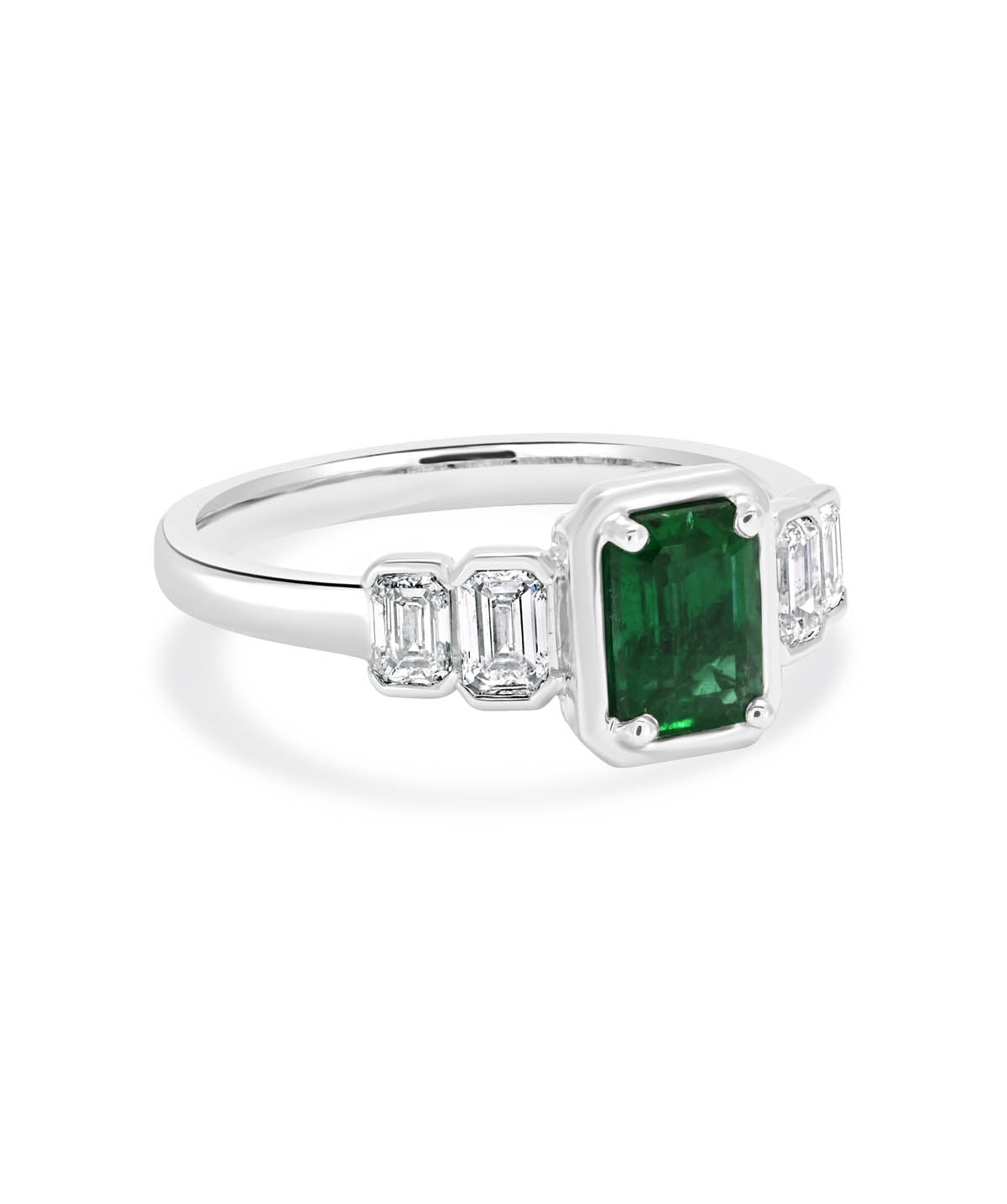 18K White Gold 0.85ct Emerald and Diamond Ring