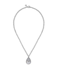 925 Sterling Silver Bujukan White Sapphire and White Mother of Pearl Teardrop Pendant Necklace