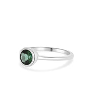 14K White Gold 6mm Green Tourmaline Bezel Ring