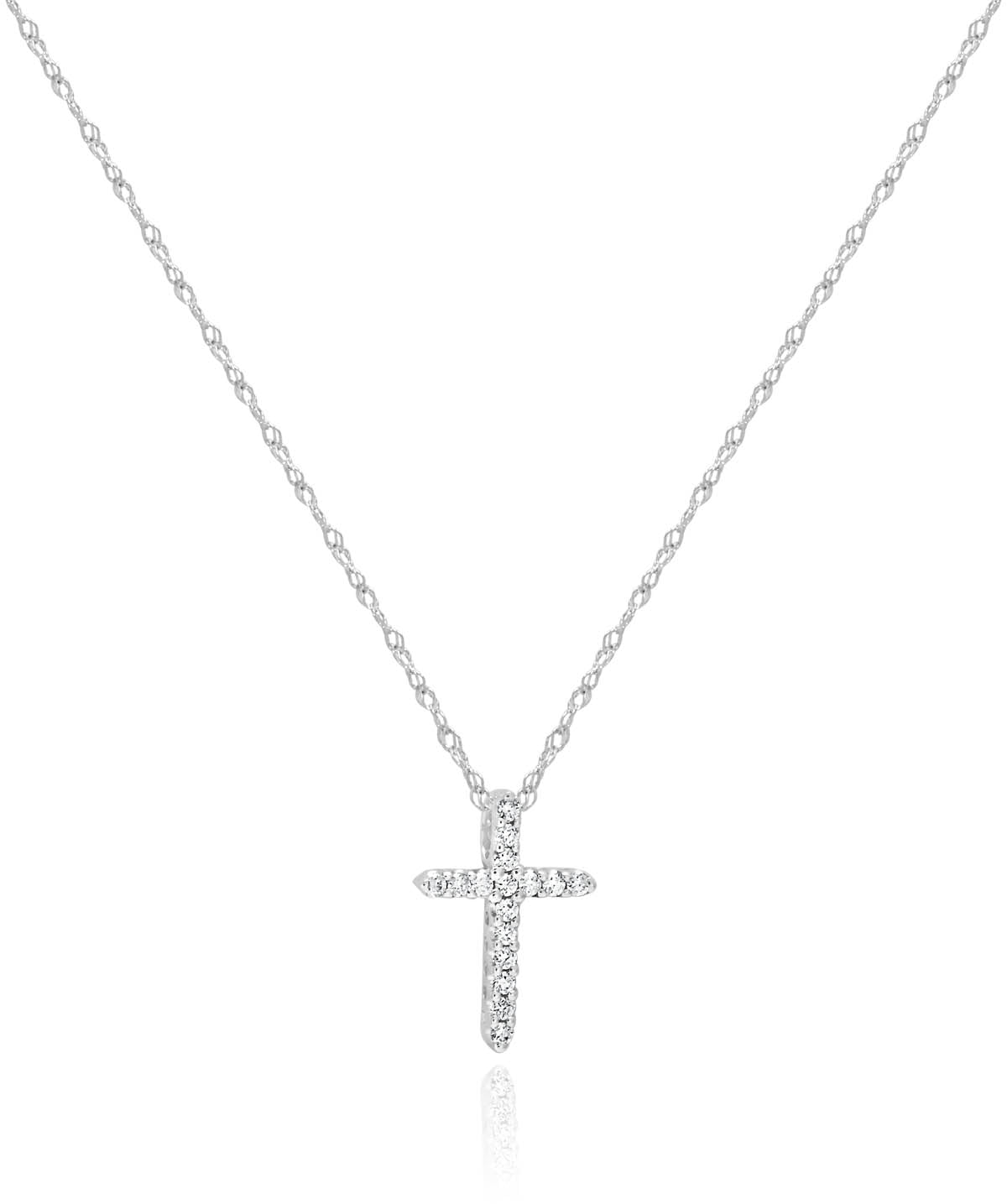 14K White Gold Diamond Cross Pendant