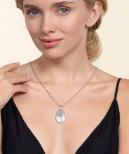 925 Sterling Silver Bujukan White Sapphire and White Mother of Pearl Teardrop Pendant Necklace