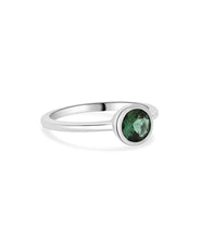 14K White Gold 6mm Green Tourmaline Bezel Ring