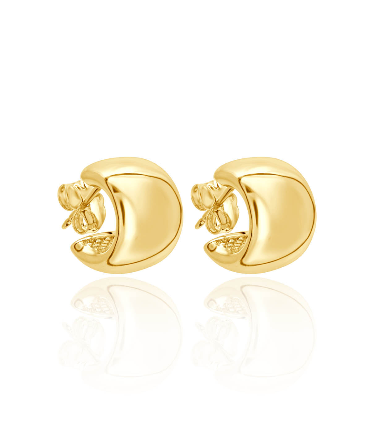 14K Yellow Gold 11mm Plain Band Huggie Earrings