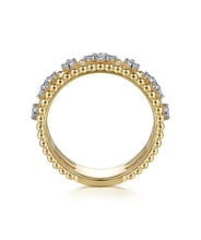 14K Yellow Gold Diamond and Bujukan Bead Easy Stackable Ring
