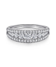 14K White Gold Graduating Diamond Wide Band Ring