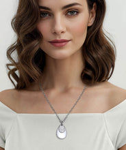 925 Sterling Silver Bujukan White Sapphire and White Mother of Pearl Teardrop Pendant Necklace