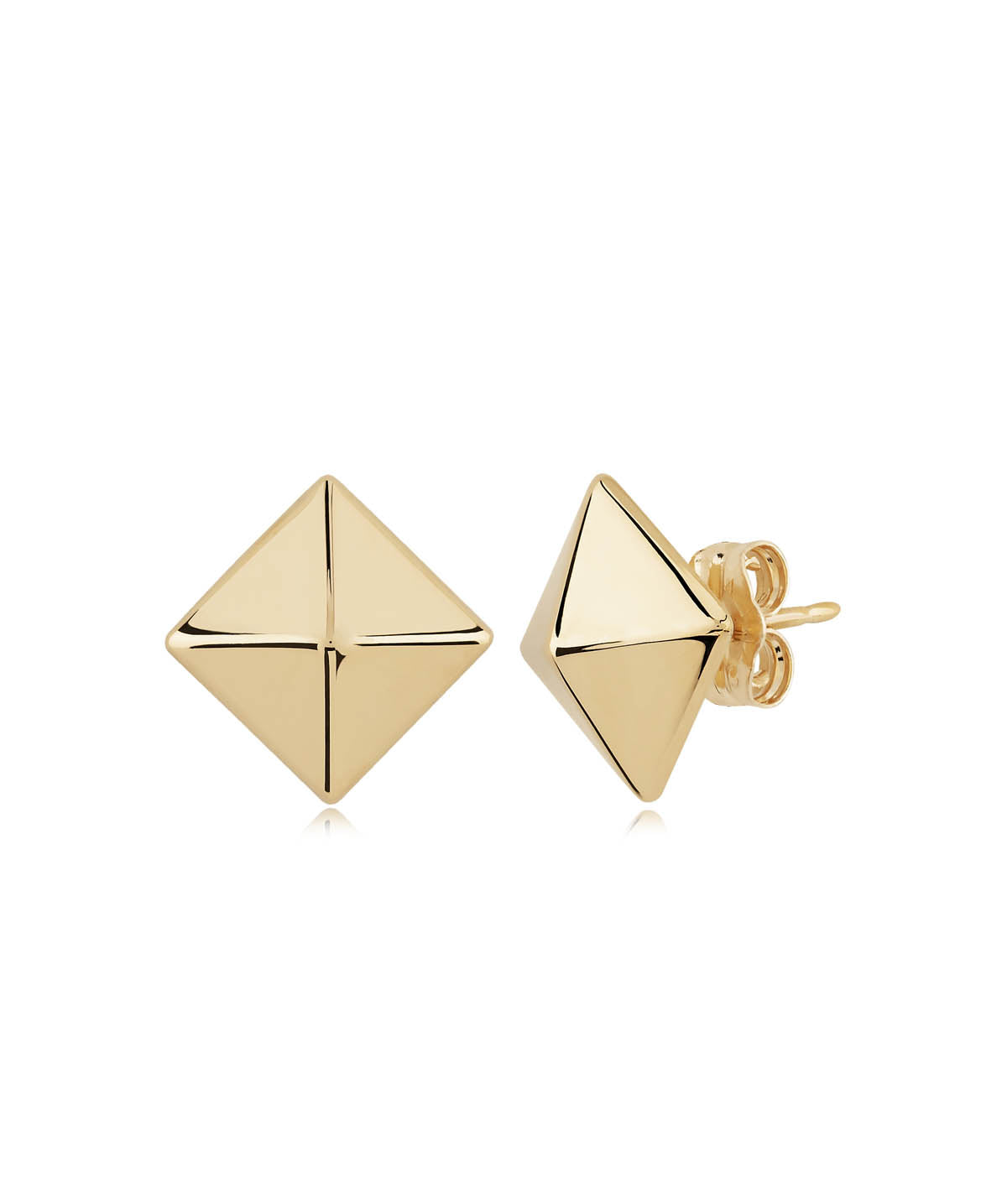 14K Yellow Gold 6mm Pyramid Post Stud Earrings