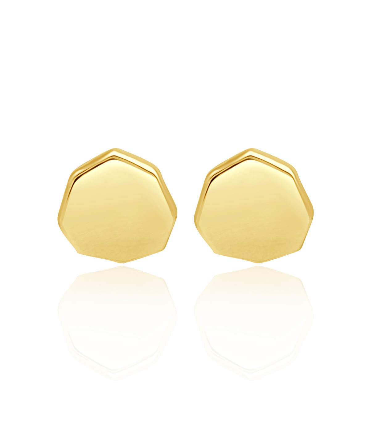14K Yellow Gold Octagon Dapped Stud Earrings