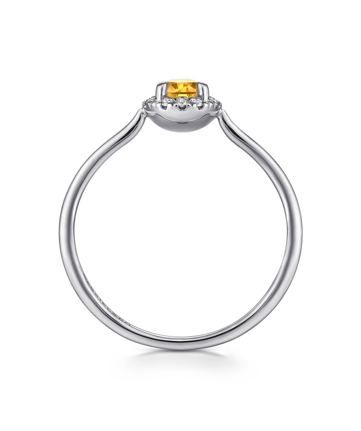 14K White Gold 4mm Citrine and Diamond Halo Promise Ring