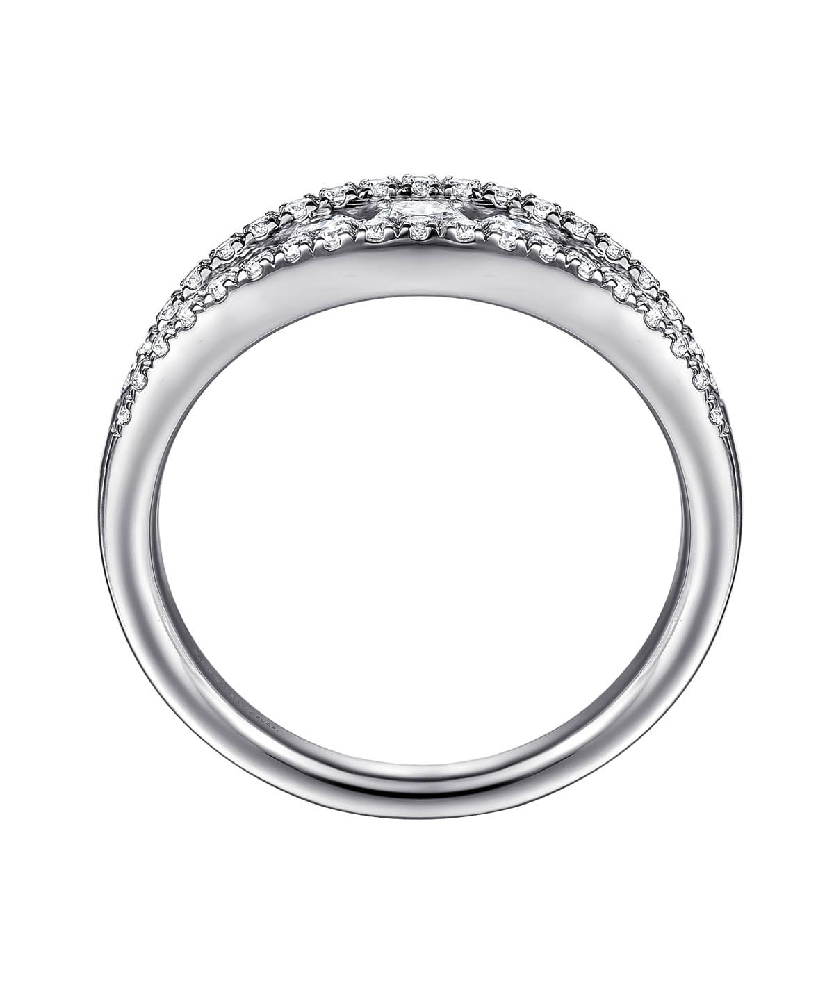 14K White Gold Graduating Diamond Wide Band Ring