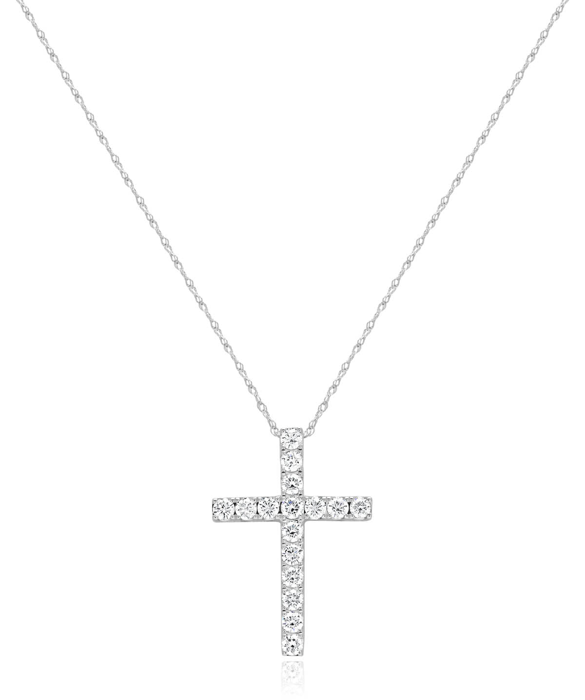 14K White Gold Diamond Cross Pendant