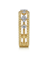 14K Yellow Gold Diamond and Bujukan Bead Easy Stackable Ring
