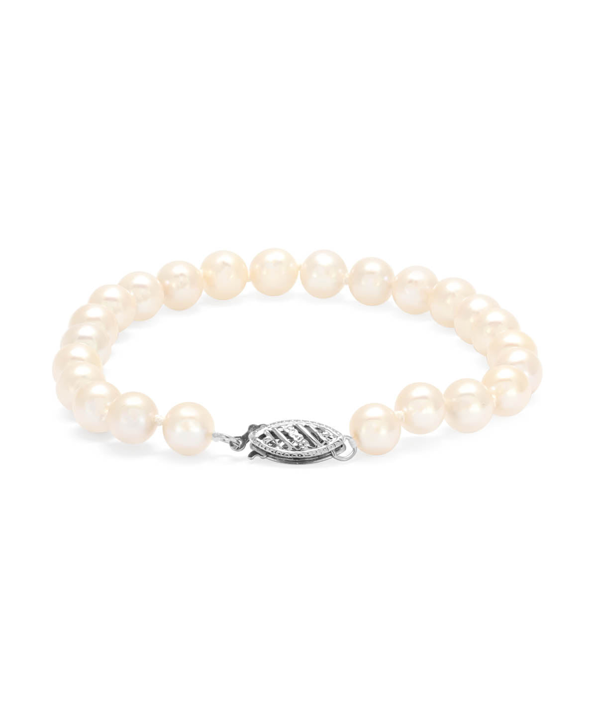 14K White Gold CFW Bead Nucleated Pearl 7 inch bracelet