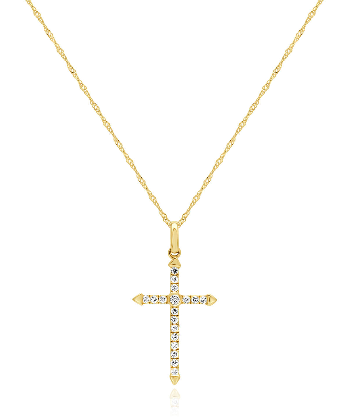 14K Yellow Gold Diamond Cross Pendant Necklace