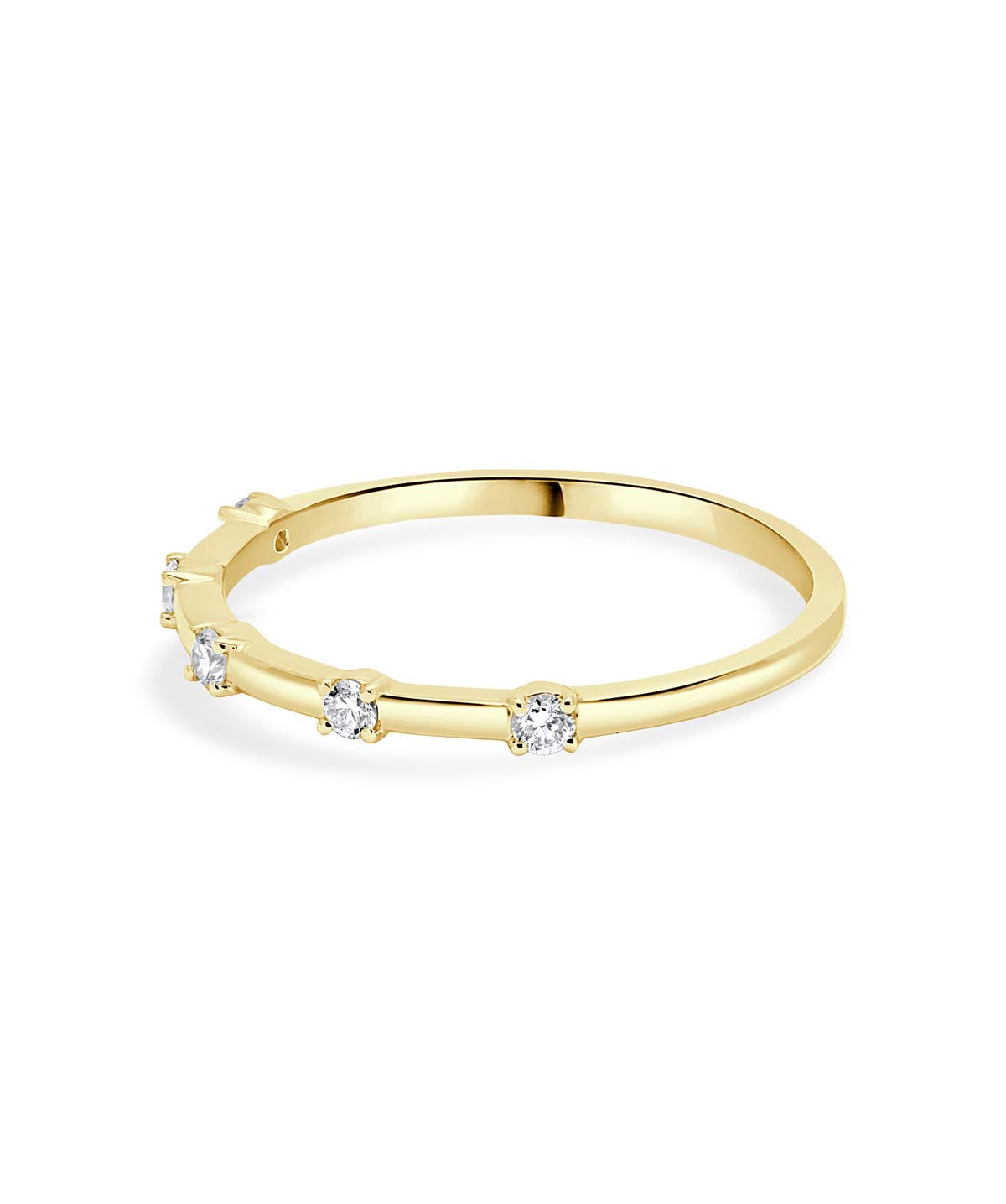 14K Yellow Gold Diamond Station Stackable Ring