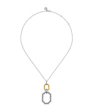 925 Sterling Silver and 14K Yellow Gold Octagon Bujukan Drop Pendant Necklace