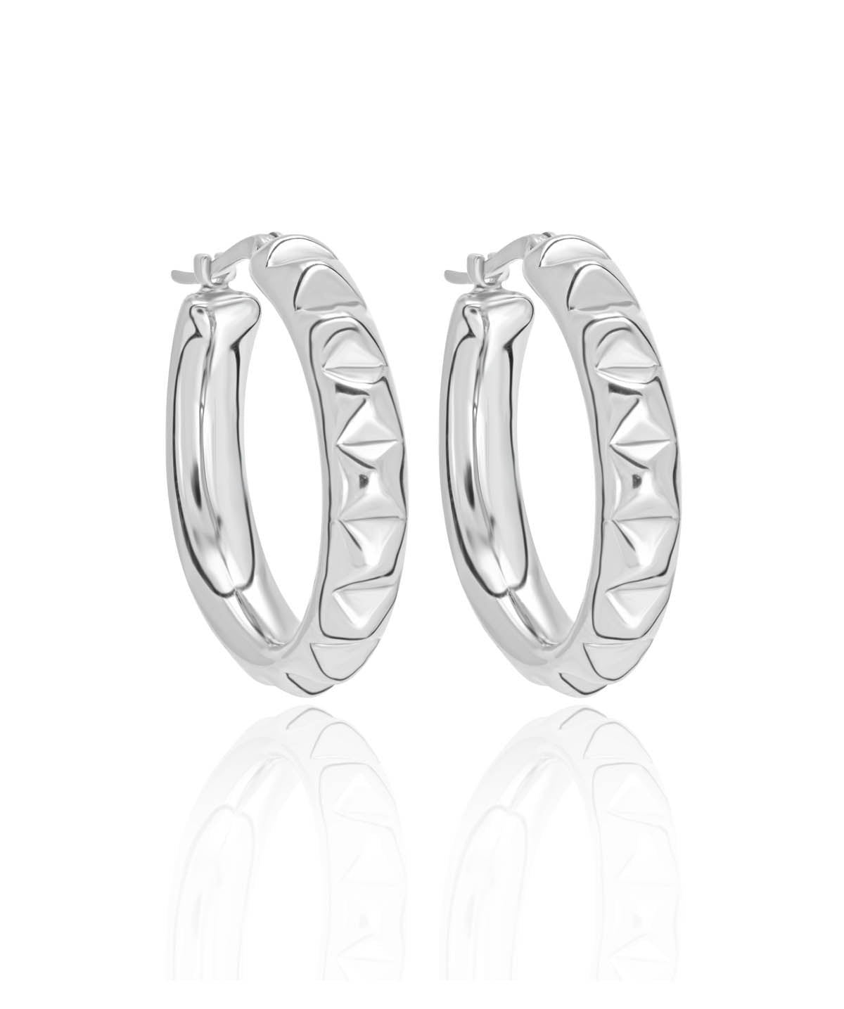 Sterling Silver Multi Pyramid Hoop Earrings