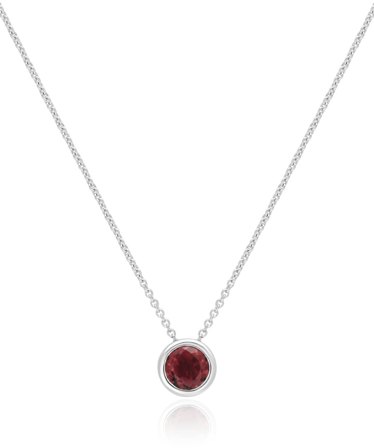 14K White Gold Pink Tourmaline Solitaire Pendant Necklace