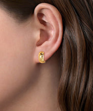 14K Yellow Wide Plain Gold Huggie Earrings