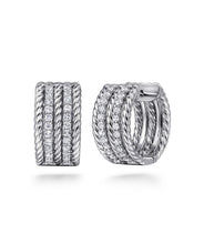 925 Sterling Silver 15mm White Sapphire Hampton Huggie Earrings