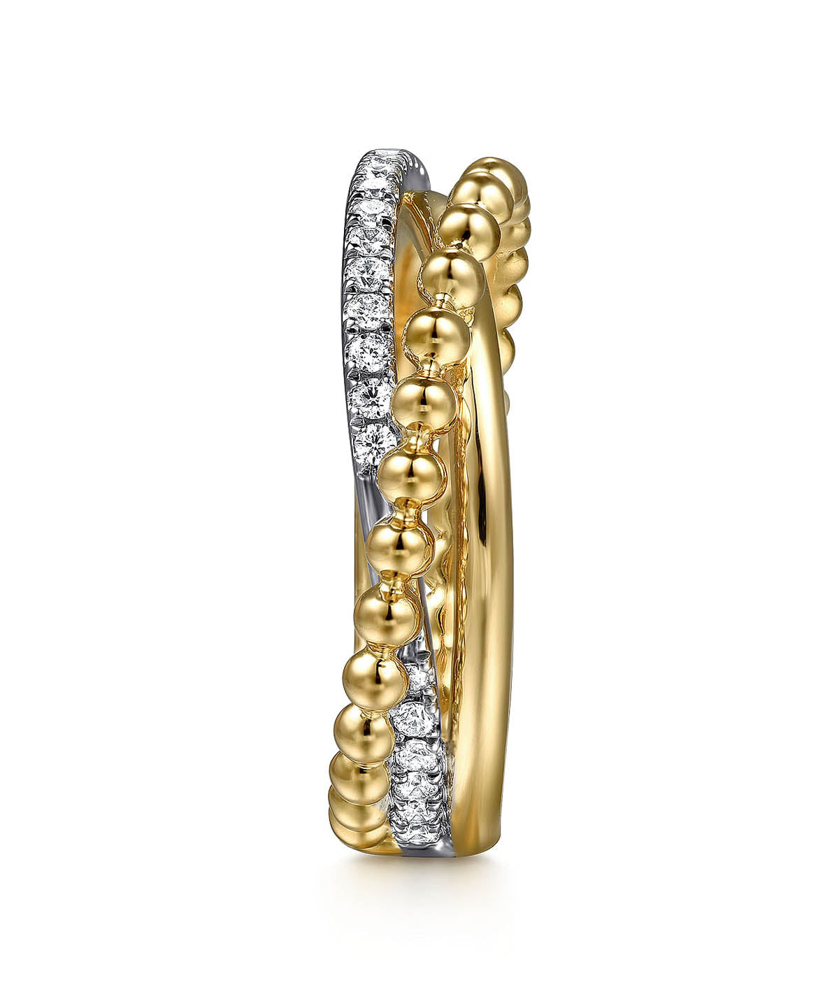 14K White Yellow Gold Bujukan Diamond Criss Cross Ring