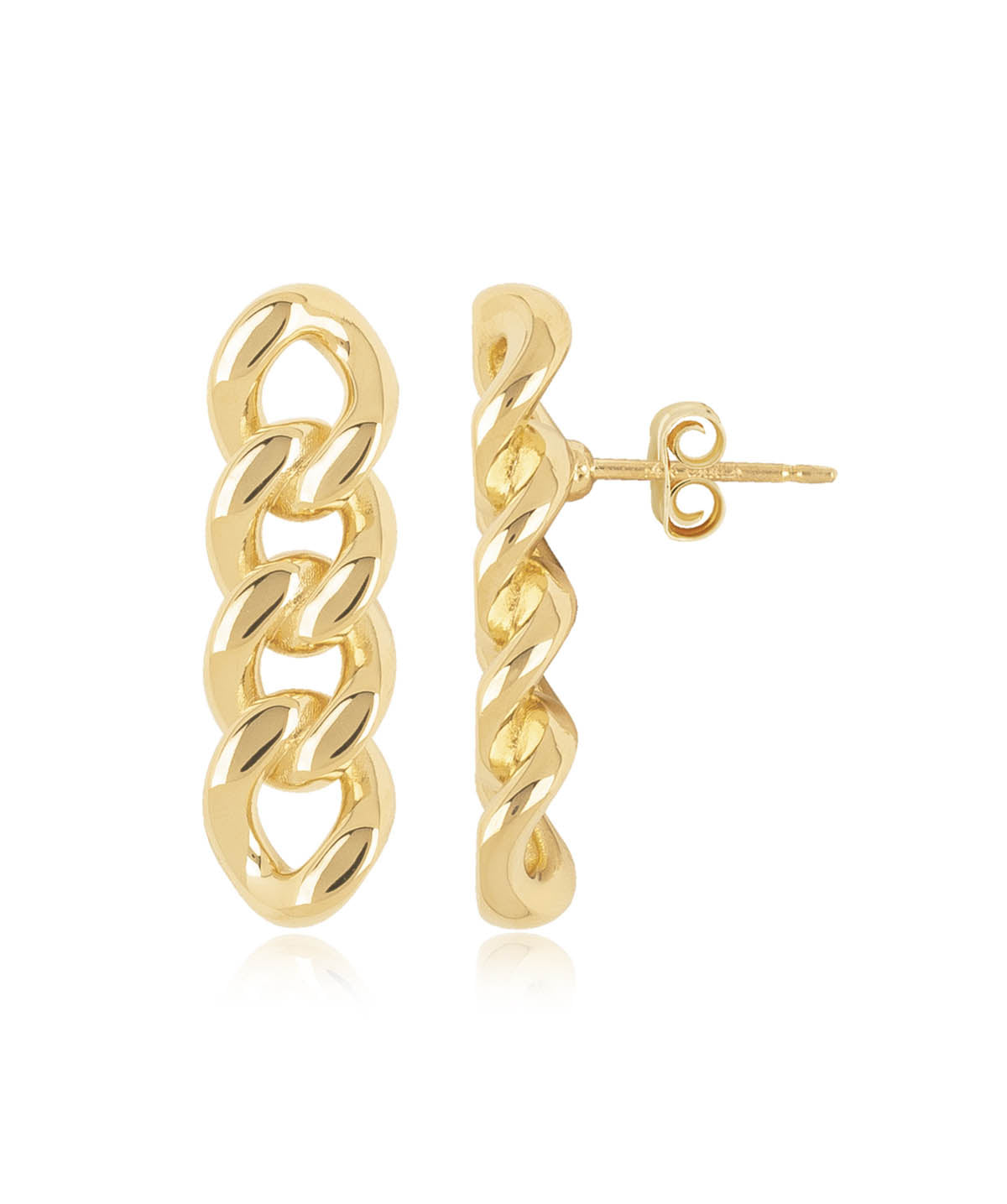 14K Yellow Gold Medium Miami Cuban Link Stud Earrings