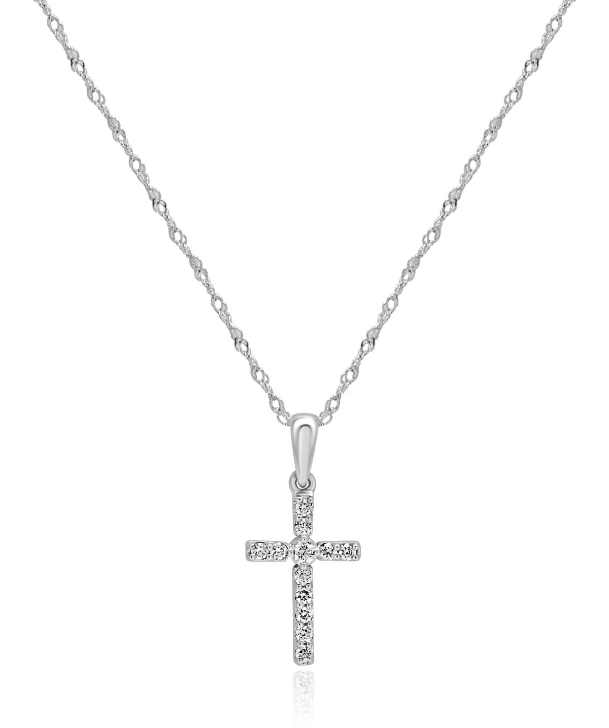 14K White Gold Diamond Cross Pendant