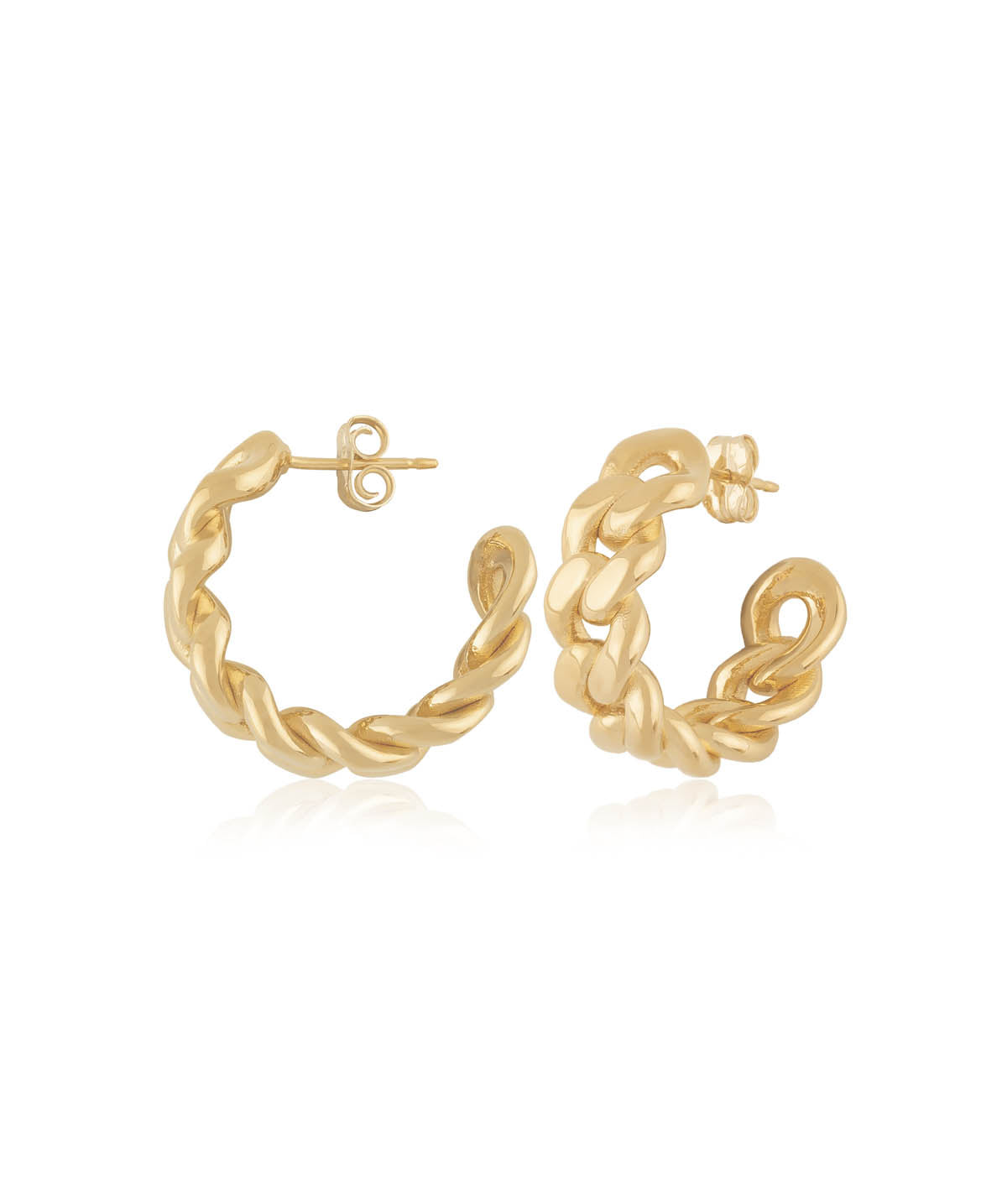 14K Yellow Gold Small Miami Cuban Link Hoop Earrings