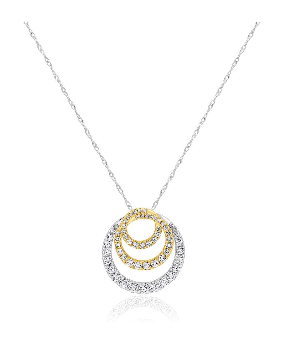 14K White and Yellow Gold Diamond Circle Slider Pendant