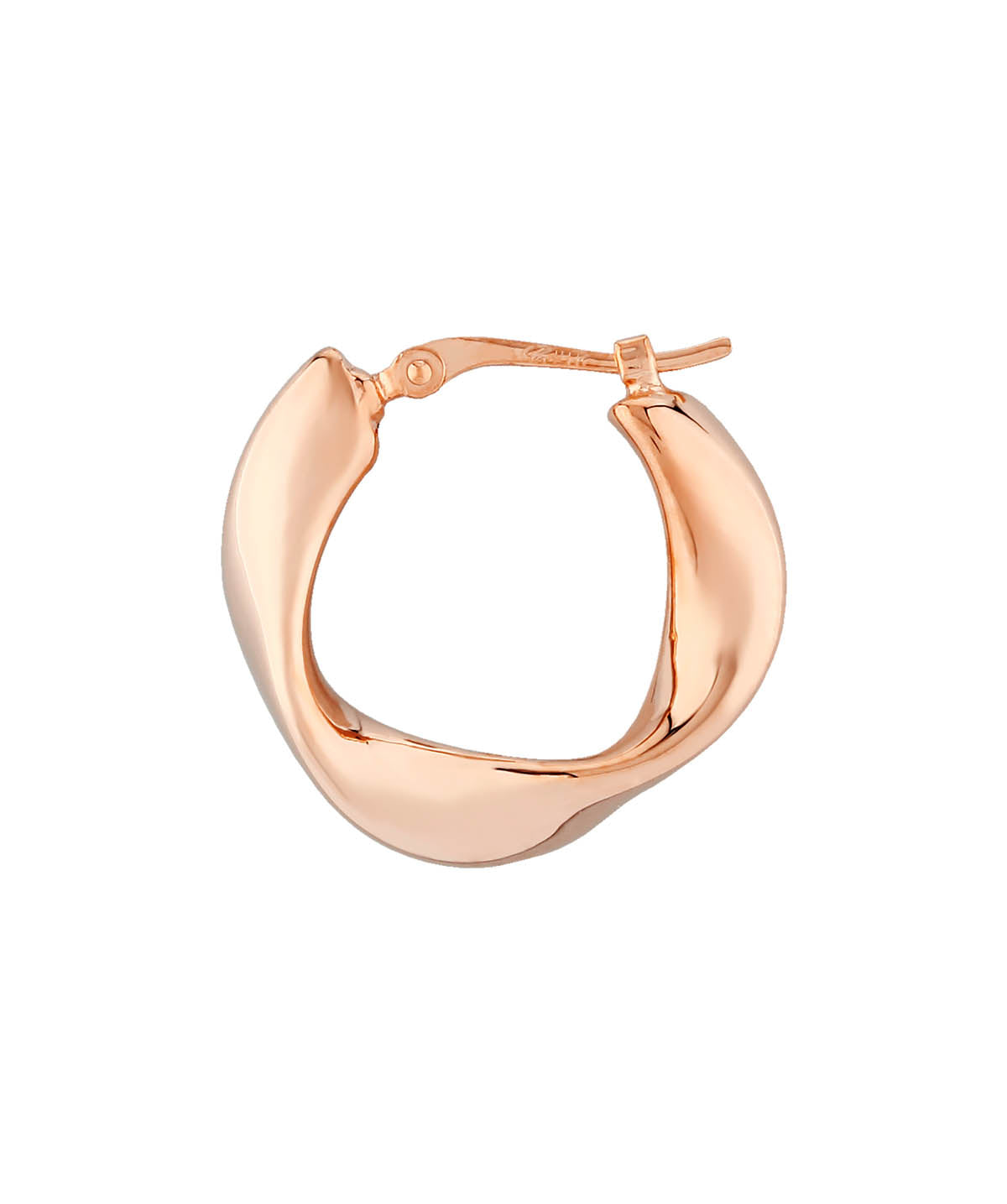 14K Rose Gold Small Flat Twisted Plain Hoop Earrings