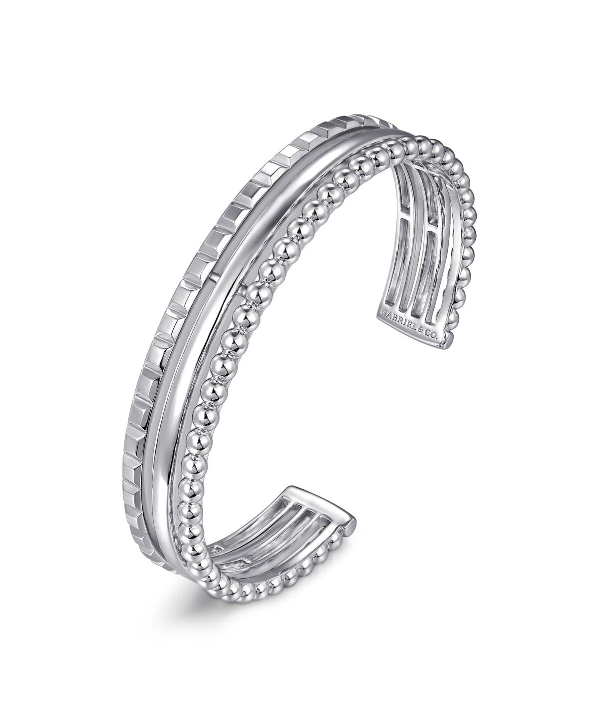 925 Sterling Silver Bujukan and Pyramid Triple Row Bangle