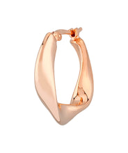 14K Rose Gold Small Flat Twisted Plain Hoop Earrings