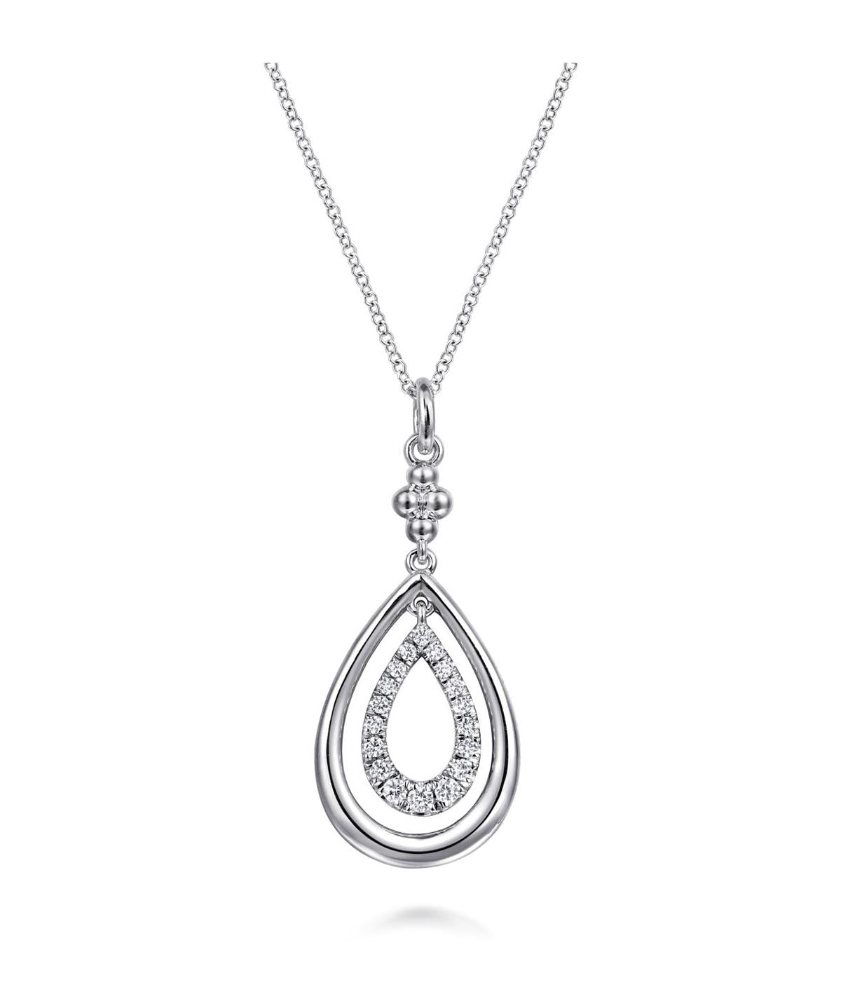 925 Sterling Silver White Sapphire Bujukan Pear Drop Pendant Necklace