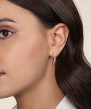 14K White Gold Diamond Spike Drop Earrings