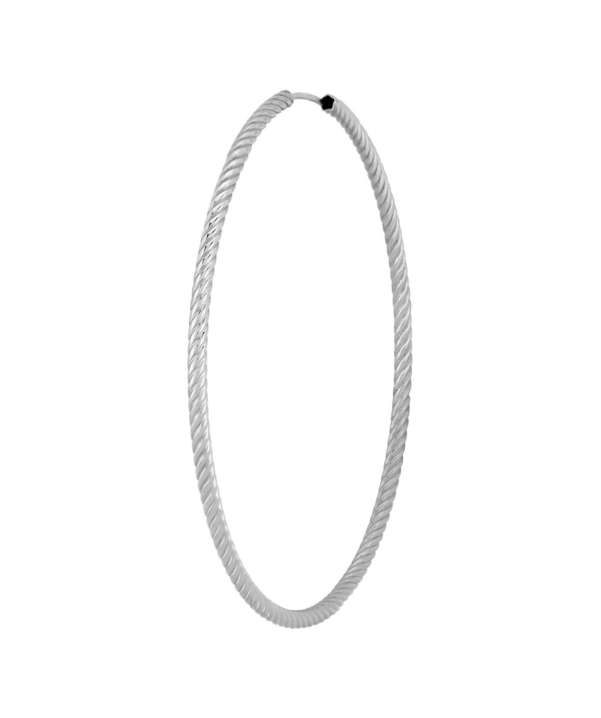 Sterling Silver 1.8x50mm Twist Tube Hoop Earrings