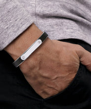 925 Sterling Silver and Leather ID Cuff Bracelet