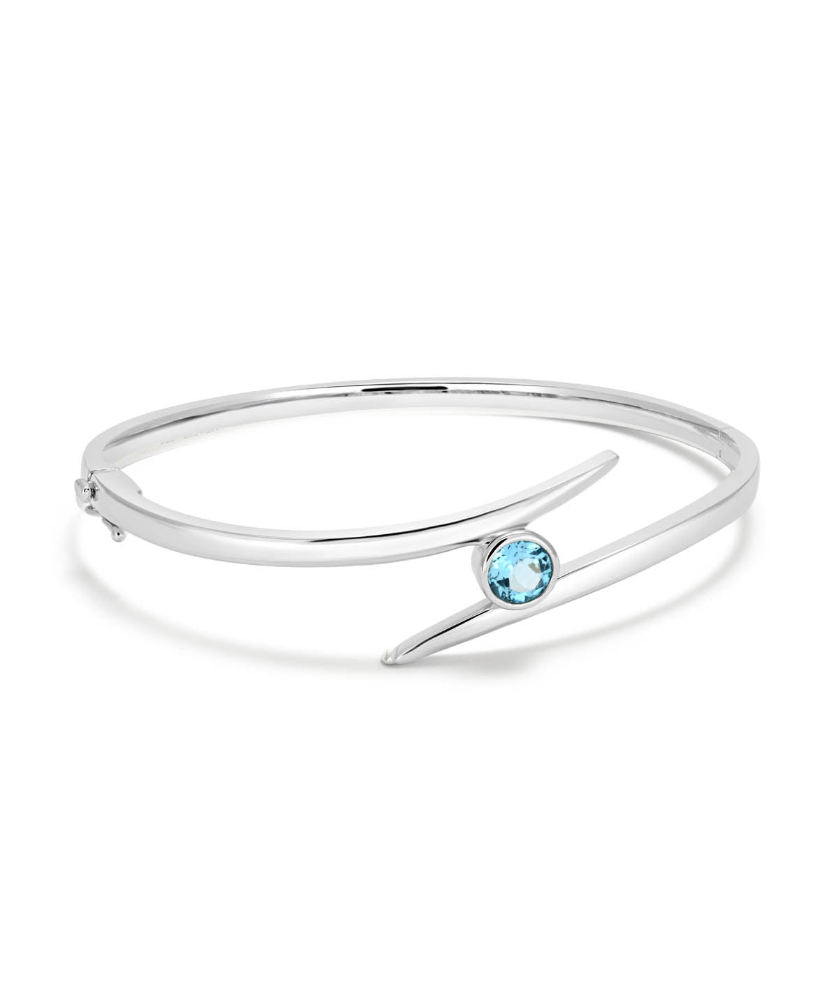 Sterling Silver and Blue Topaz Bypass Bangle Bracelet