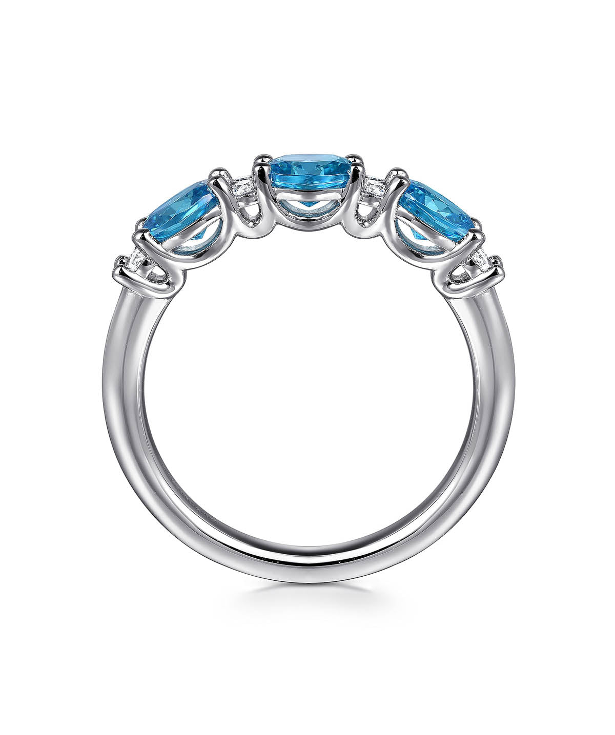 14K White Gold Diamond and Blue Topaz Fashion Ring