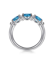 14K White Gold Diamond and Blue Topaz Fashion Ring