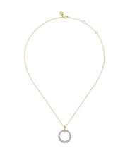 14K White and Yellow Gold Diamond Bujukan 20mm Drop Necklace