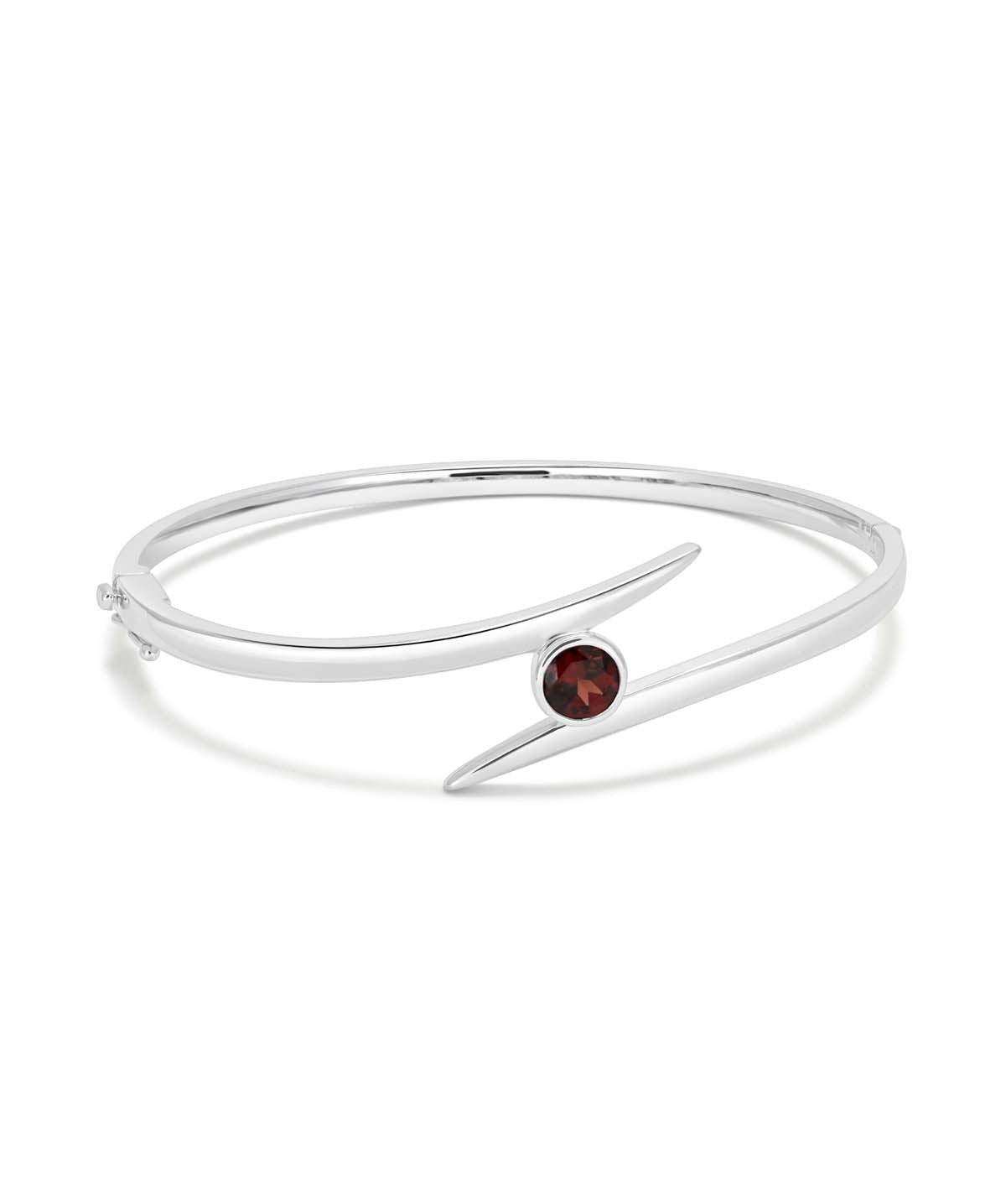 Sterling Silver and 6mm Garnet Bypass Bangle Bracelet