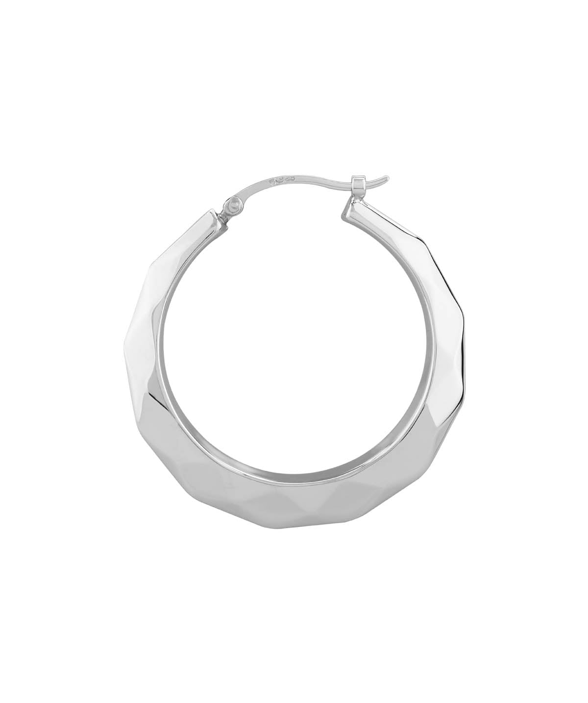 Sterling Silver Facet Cut Hoop Earrings