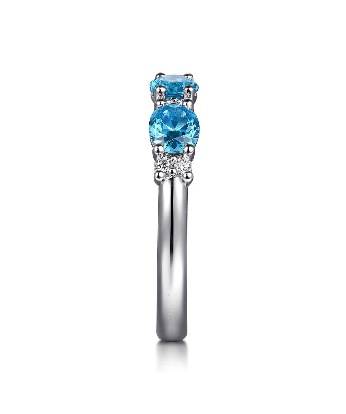 14K White Gold Diamond and Blue Topaz Fashion Ring