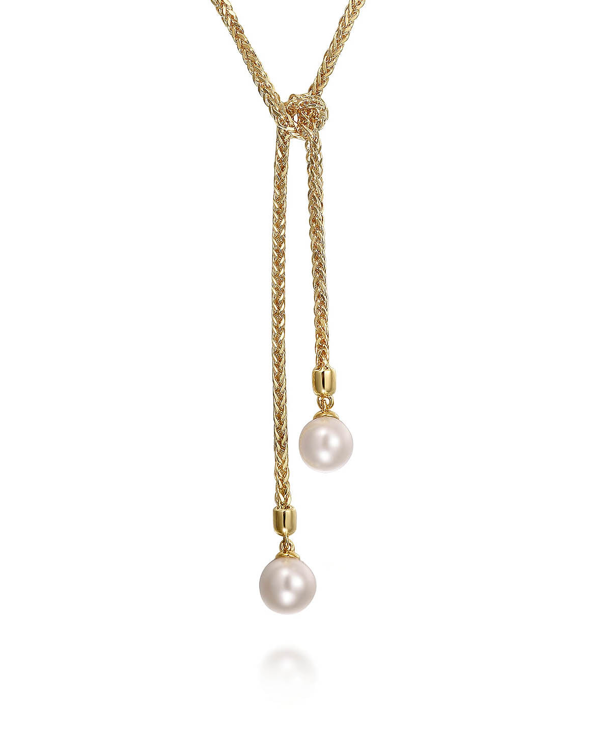 14K Yellow Gold Pearl Wrap Around And Tie Necklace