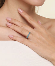 14K White Gold Diamond and Blue Topaz Fashion Ring