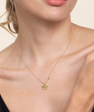 14K Yellow Gold Blue Topaz Floral Drop Necklace