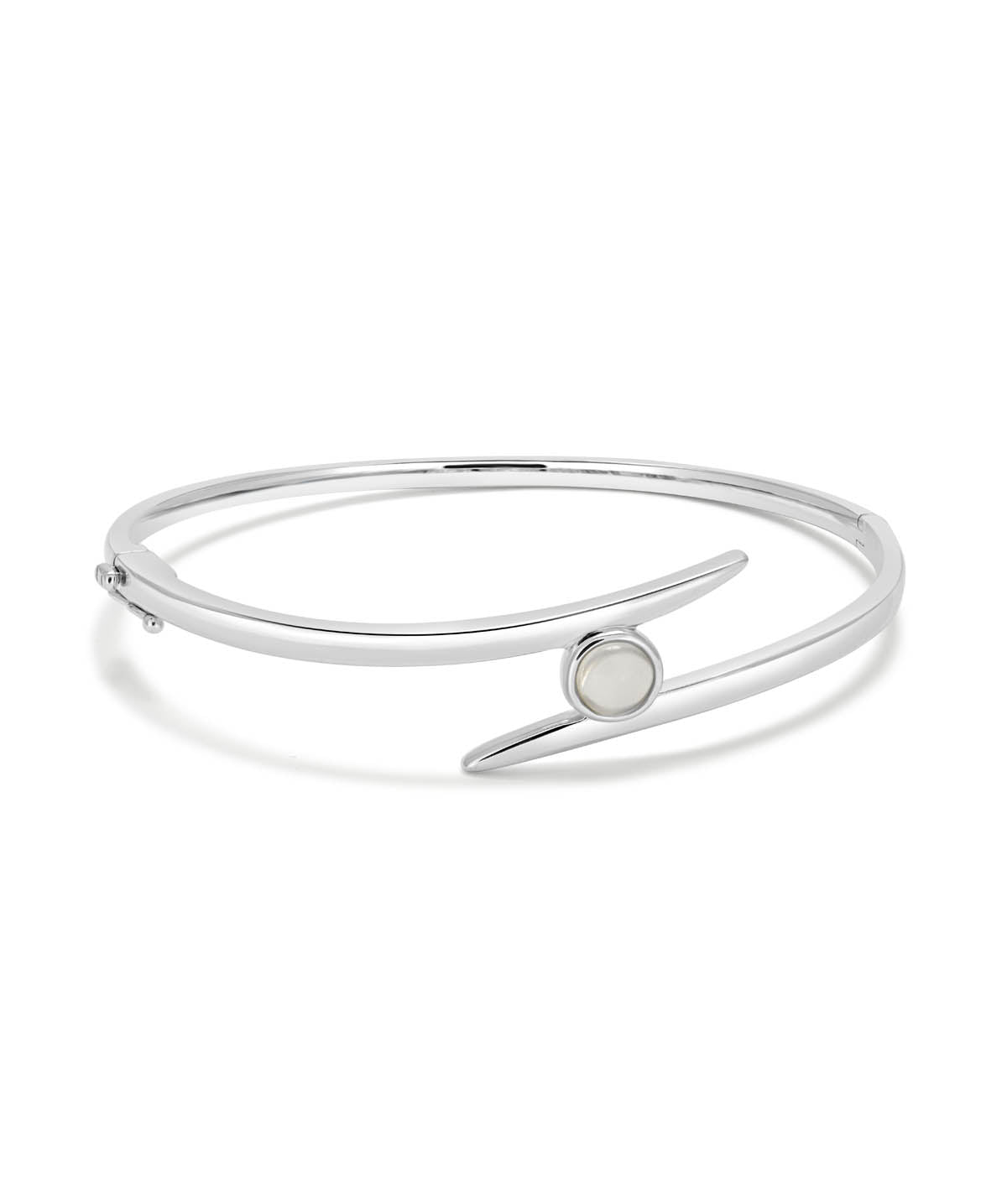 Sterling Silver and 6mm Moonstone Bypass Bangle Bracelet